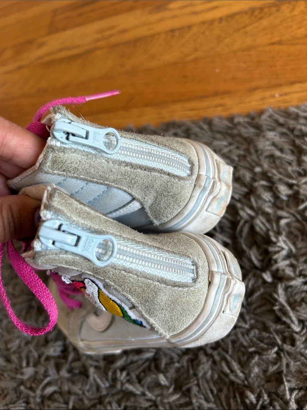 Vans Kids Toddler Sk8-Hi Zip Sneakers Colorful Sequin Unicorn Patch Size 10.5